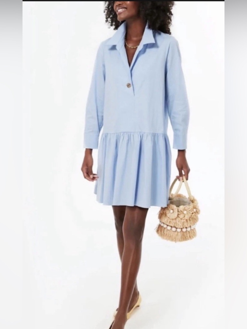 Tuckernuck Pomander Place Cleia Blue Drop Waist Mini Dress XS